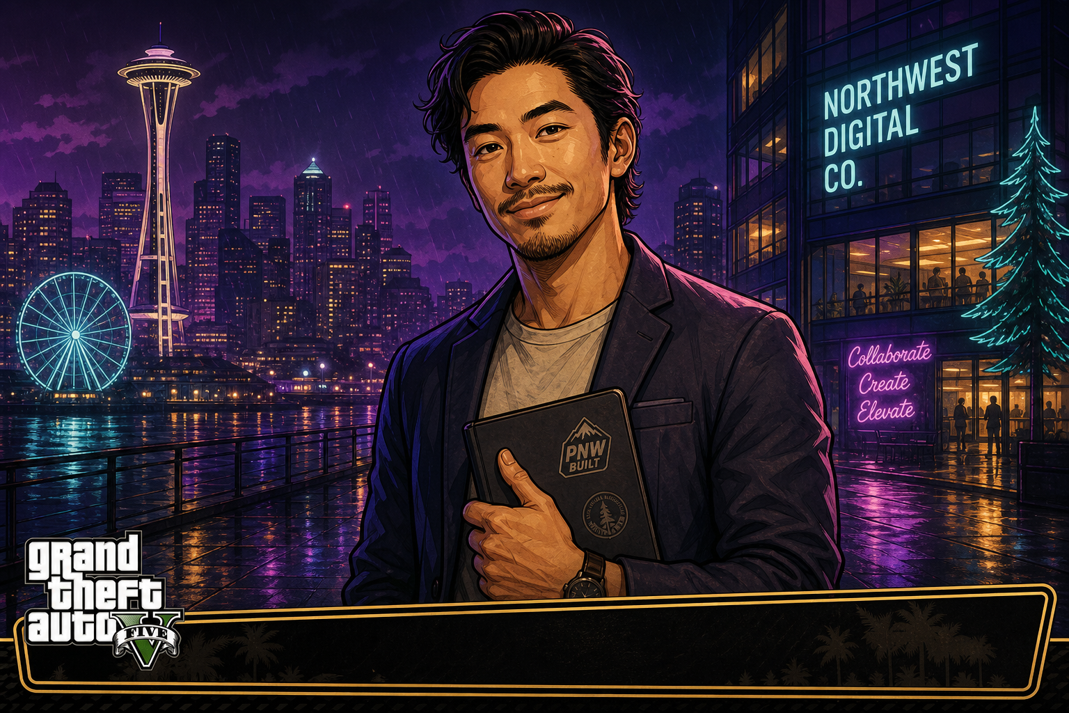 GTA-style illustrated portrait of Mindar